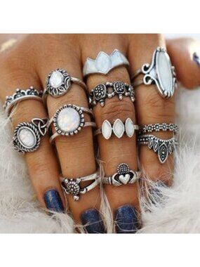 Boho gypsy style ring set